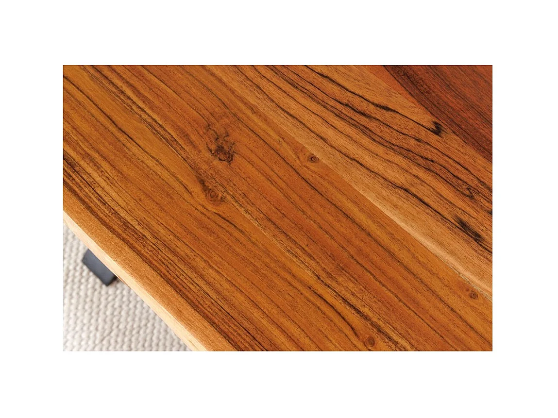 Table de salle à manger ARKAYA – Bois massif d'acacia verni et pieds en métal noir en X – 160 cm – Style industriel