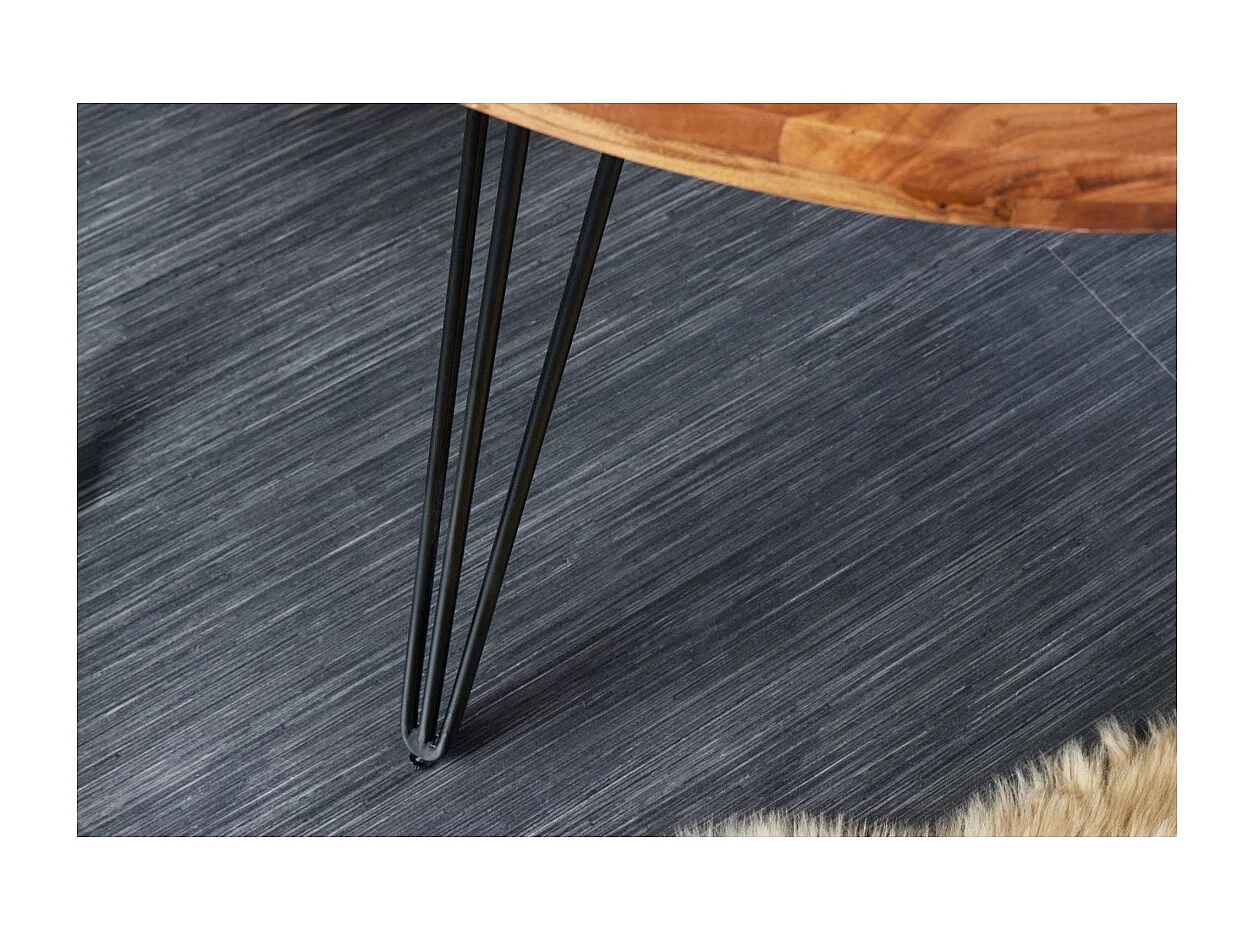 Table de salle à manger SILVA – Bois massif d'acacia et métal noir – 120 cm – Plateau épais 45 mm – Style industriel