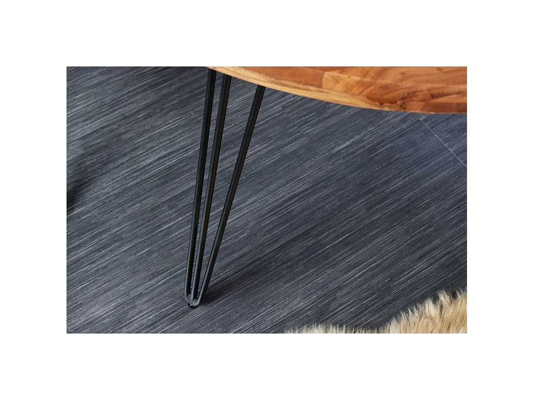 Table de salle à manger SILVA – Bois massif d'acacia et métal noir – 120 cm – Plateau épais 45 mm – Style industriel