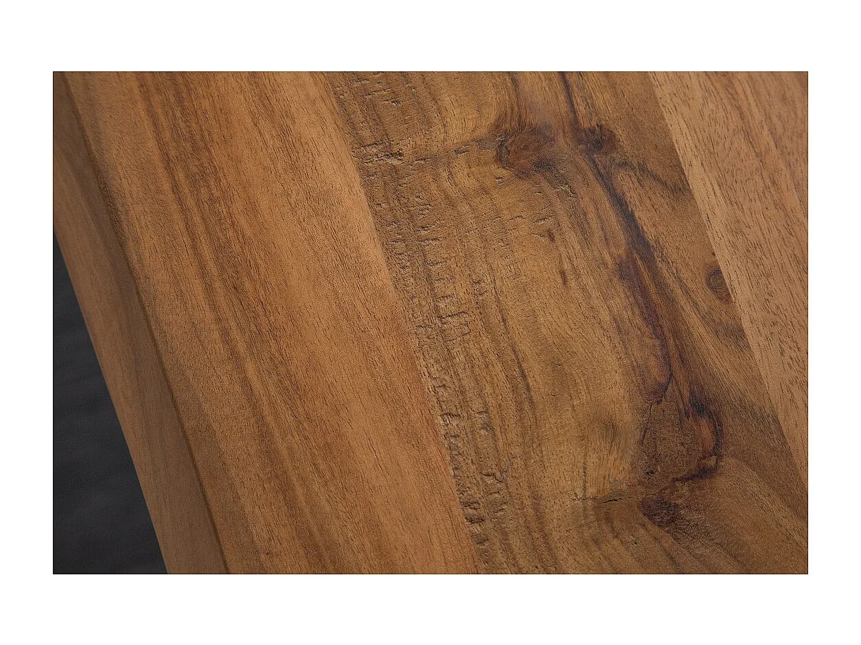 Table de salle à manger ARKAYA – Bois massif d'acacia verni et métal noir – 160 cm – Style industriel