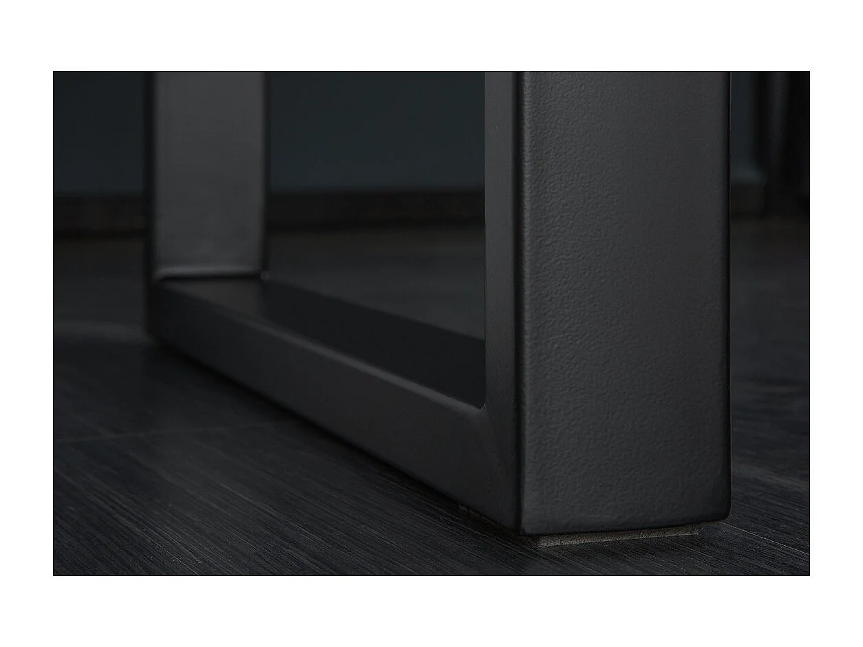 Table de salle à manger ARKAYA – Bois massif d'acacia verni et métal noir – 160 cm – Style industriel