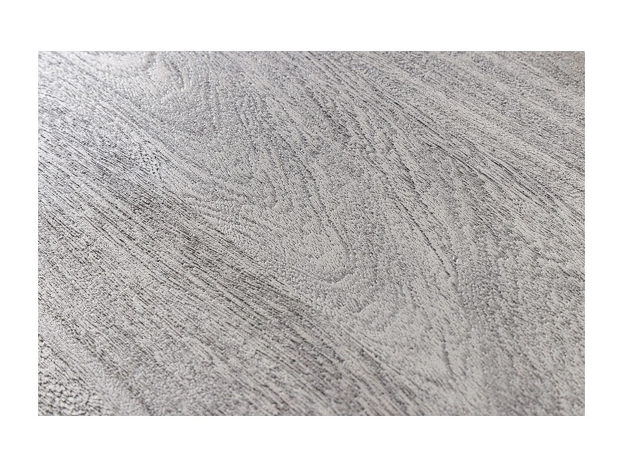 Table SILVA – Bois massif gris et métal noir – 140 cm – Style contemporain