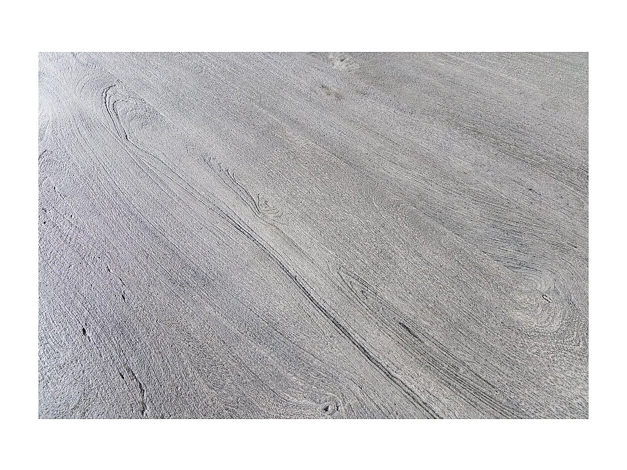 Table de salle à manger SILVA – Bois de manguier gris et métal noir – 120 cm – Forme ronde – Style contemporain