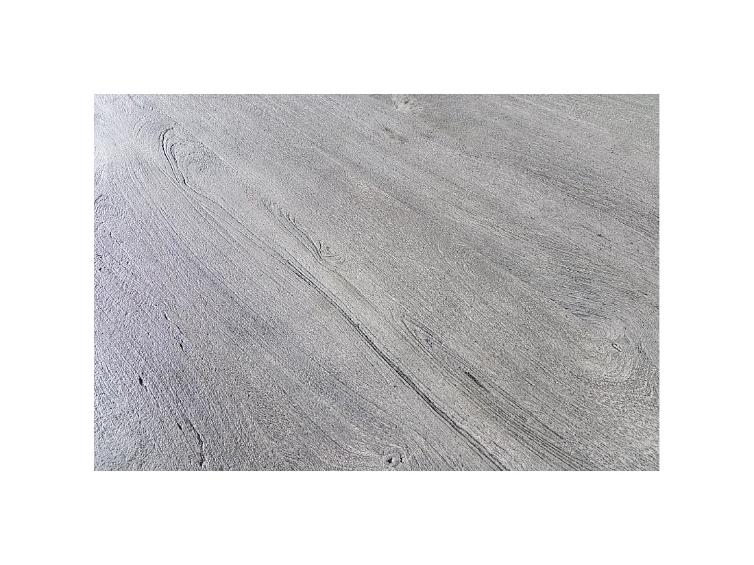 Table de salle à manger SILVA – Bois de manguier gris et métal noir – 120 cm – Forme ronde – Style contemporain