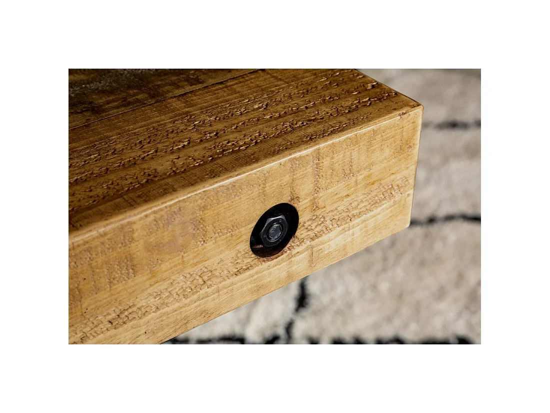CAVARA – Gerecycled grenen hout en zwart metaal – 240 cm – Industriële stijl
