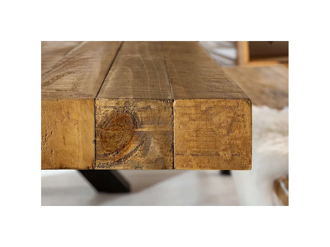 CAVARA – Gerecycled grenen hout en zwart metaal – 240 cm – Industriële stijl