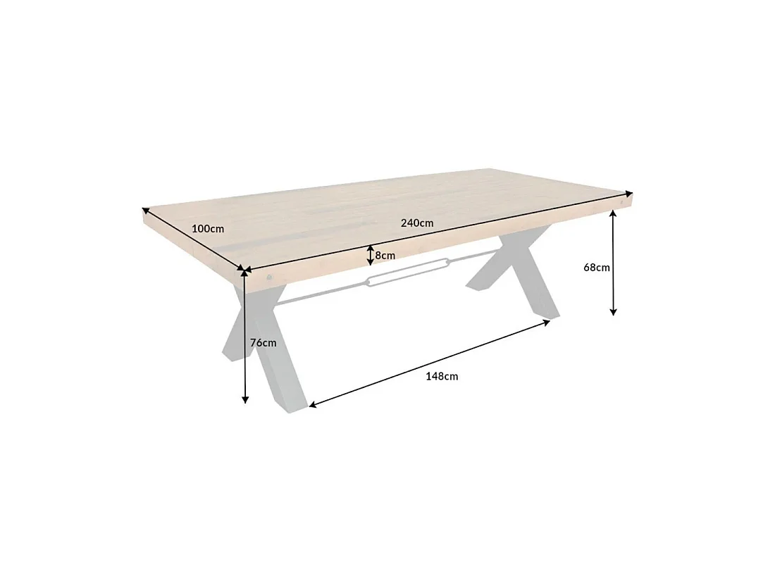 CAVARA – Gerecycled grenen hout en zwart metaal – 240 cm – Industriële stijl