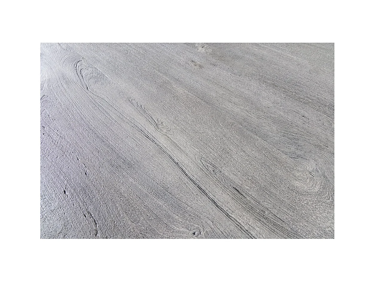 Table SILVA – Bois de manguier gris et métal noir – 80 cm – Forme ronde – Style contemporain