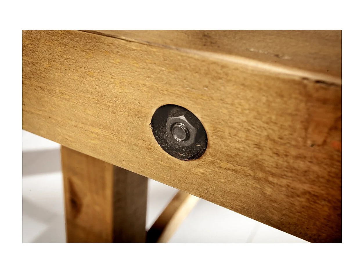 Table de salle à manger RANCHO – Bois de pin recyclé verni – 240 cm – Style rustique