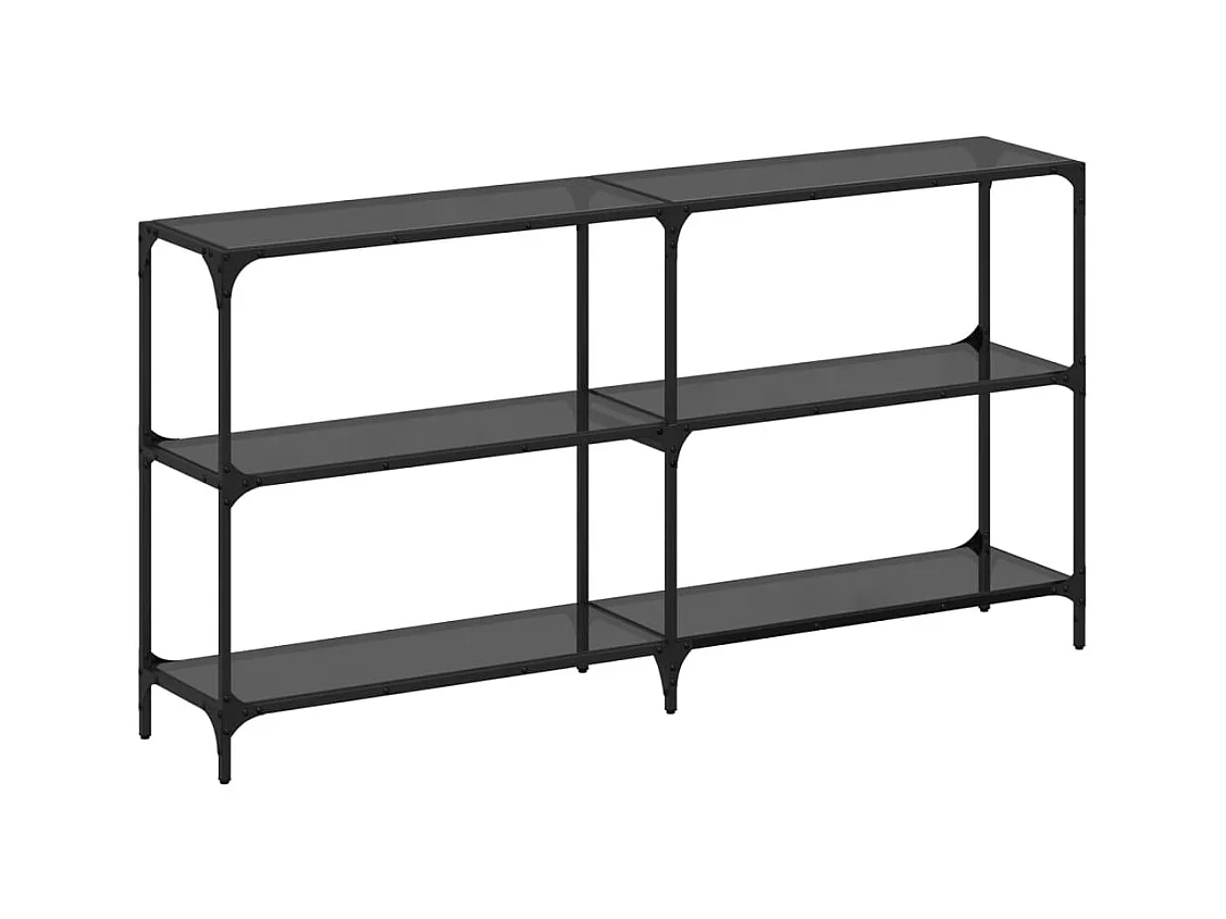 Mesa consola con superficie de vidrio negro acero 158,5x30x81cm