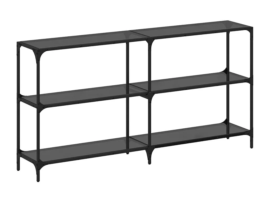 Table console avec dessus en verre noir 158,5x30x81 cm acier