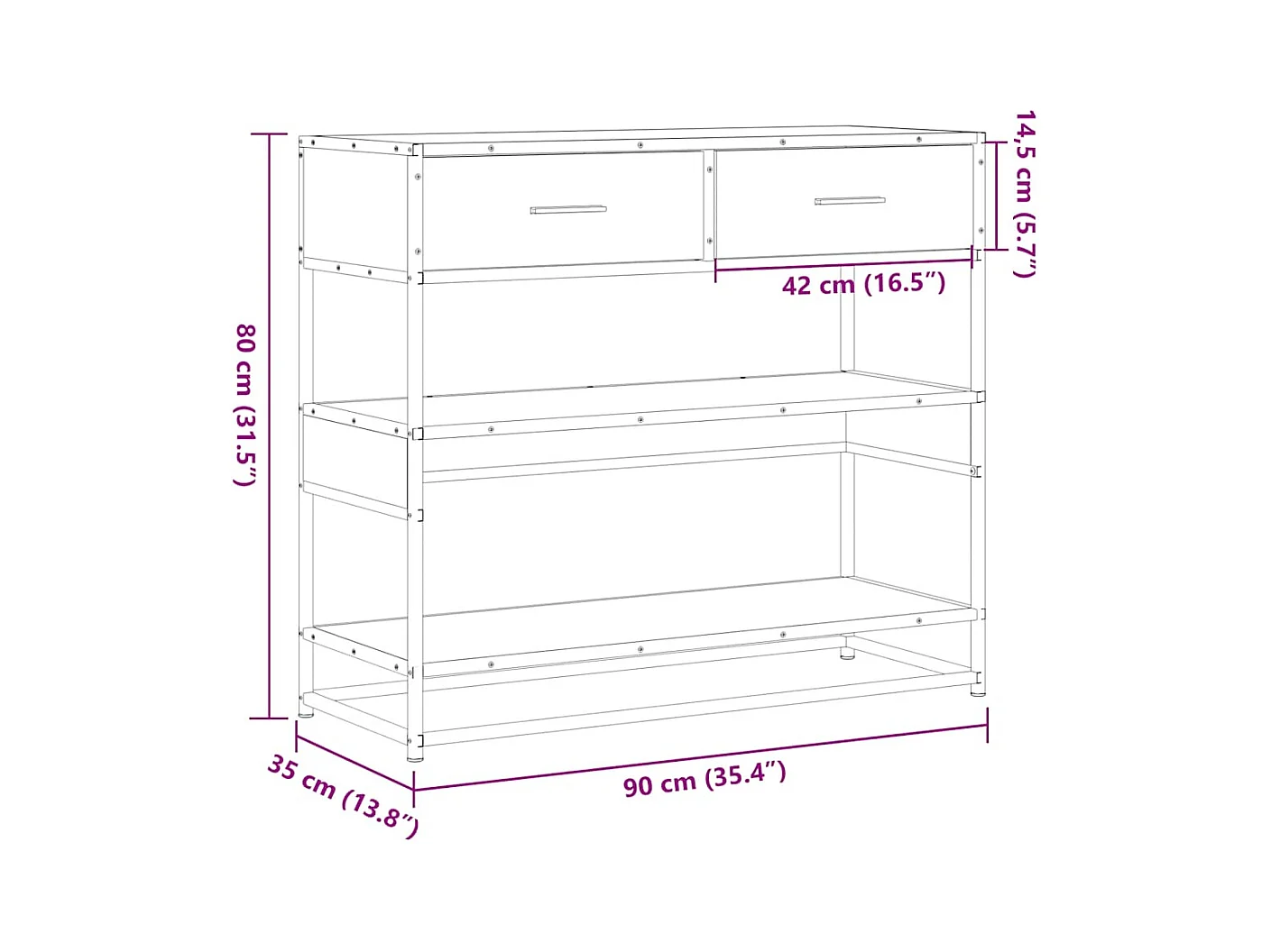 Mesa consola de madera de ingeniería roble Sonoma 90x35x80 cm