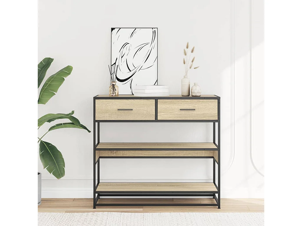 Table console chêne sonoma 90x35x80 cm bois d'ingénierie