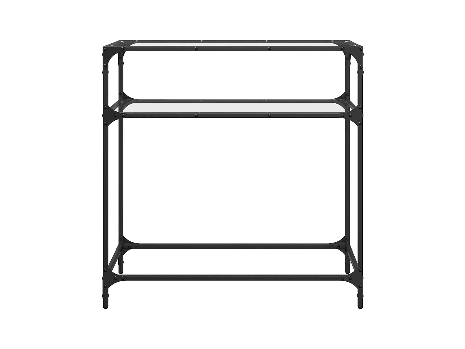 Table console avec dessus en verre transparent 80x35x81cm acier