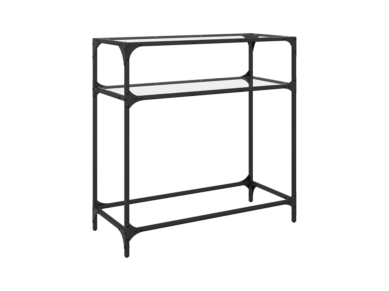 Table console avec dessus en verre transparent 80x35x81cm acier