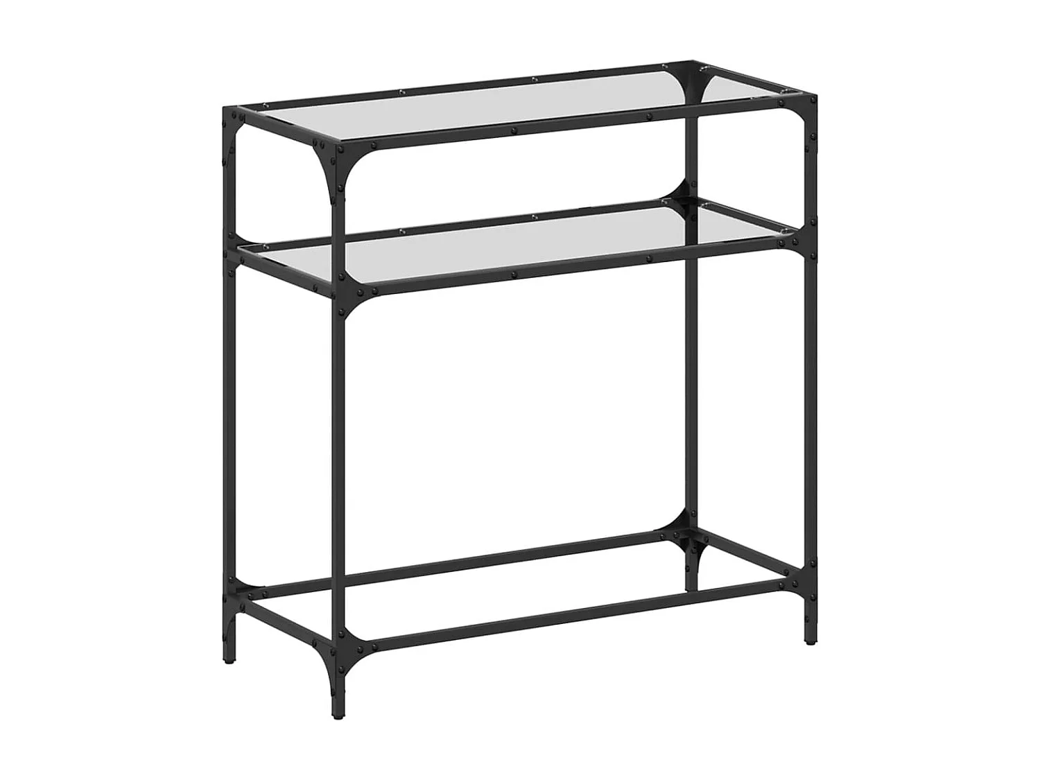 Table console avec dessus en verre transparent 80x35x81cm acier