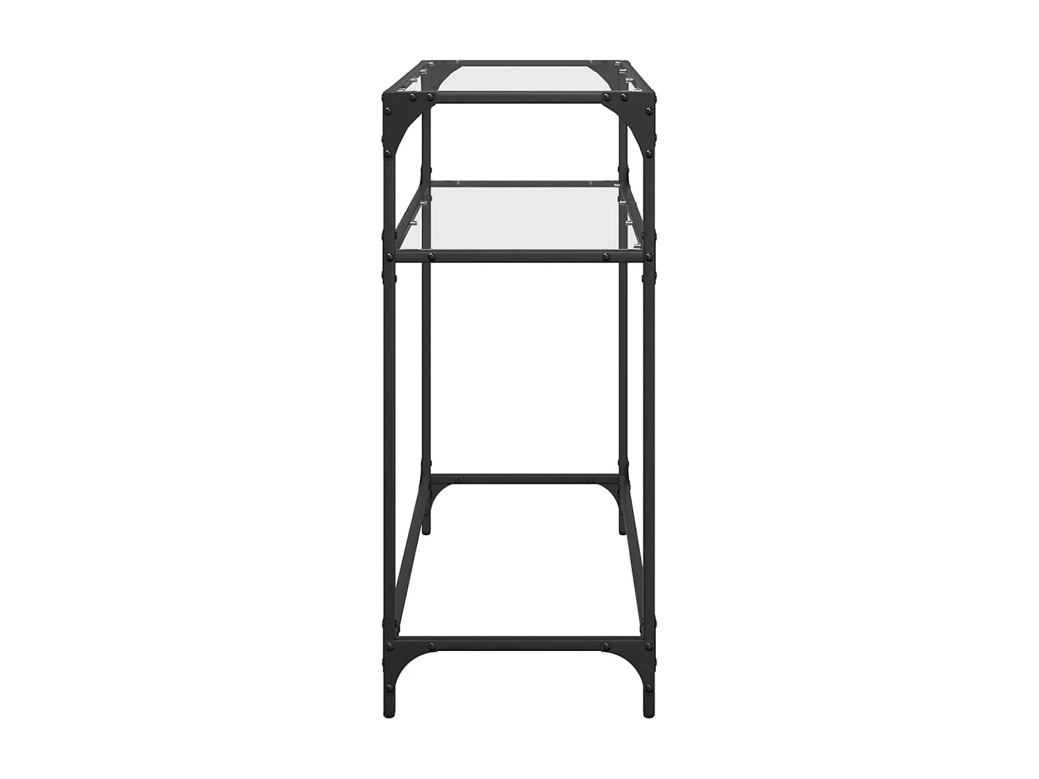 Table console avec dessus en verre transparent 80x35x81cm acier