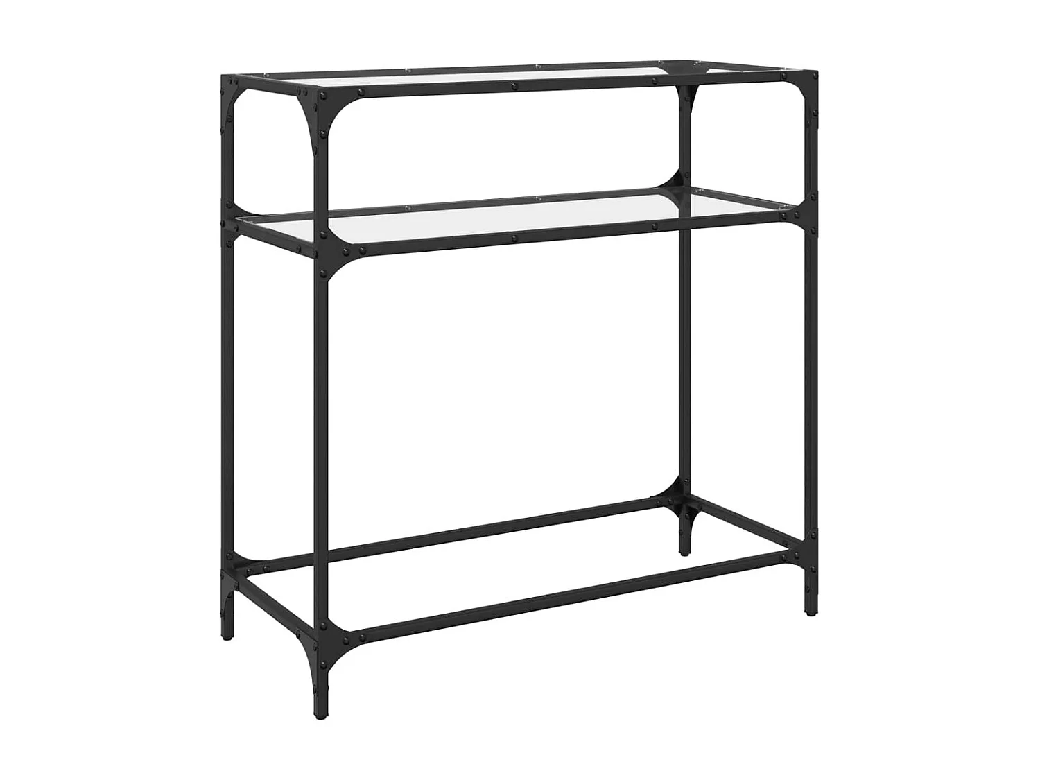 Table console avec dessus en verre transparent 80x35x81cm acier