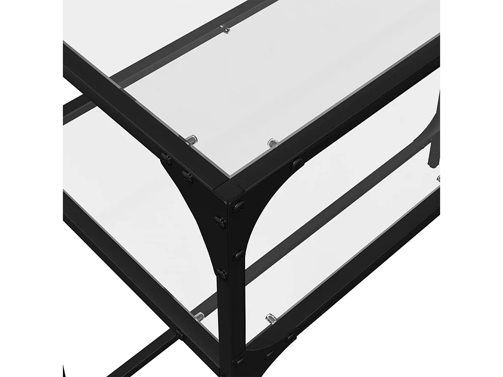 Table console avec dessus en verre transparent 80x35x81cm acier