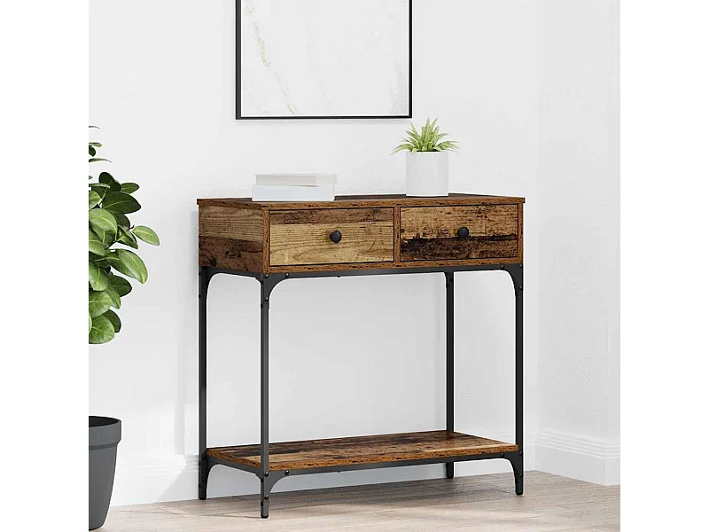 Wandtafel met lade Oud hout 75 x 34.5 x 75 cm Bewerkt hout