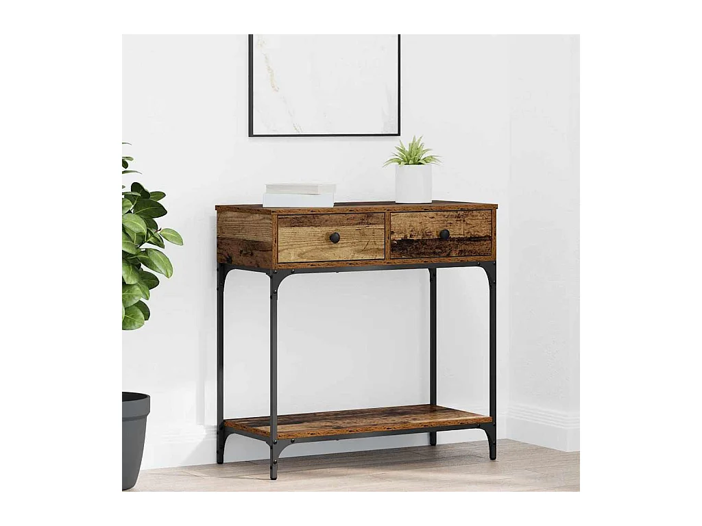 Wandtafel met lade Oud hout 75 x 34.5 x 75 cm Bewerkt hout