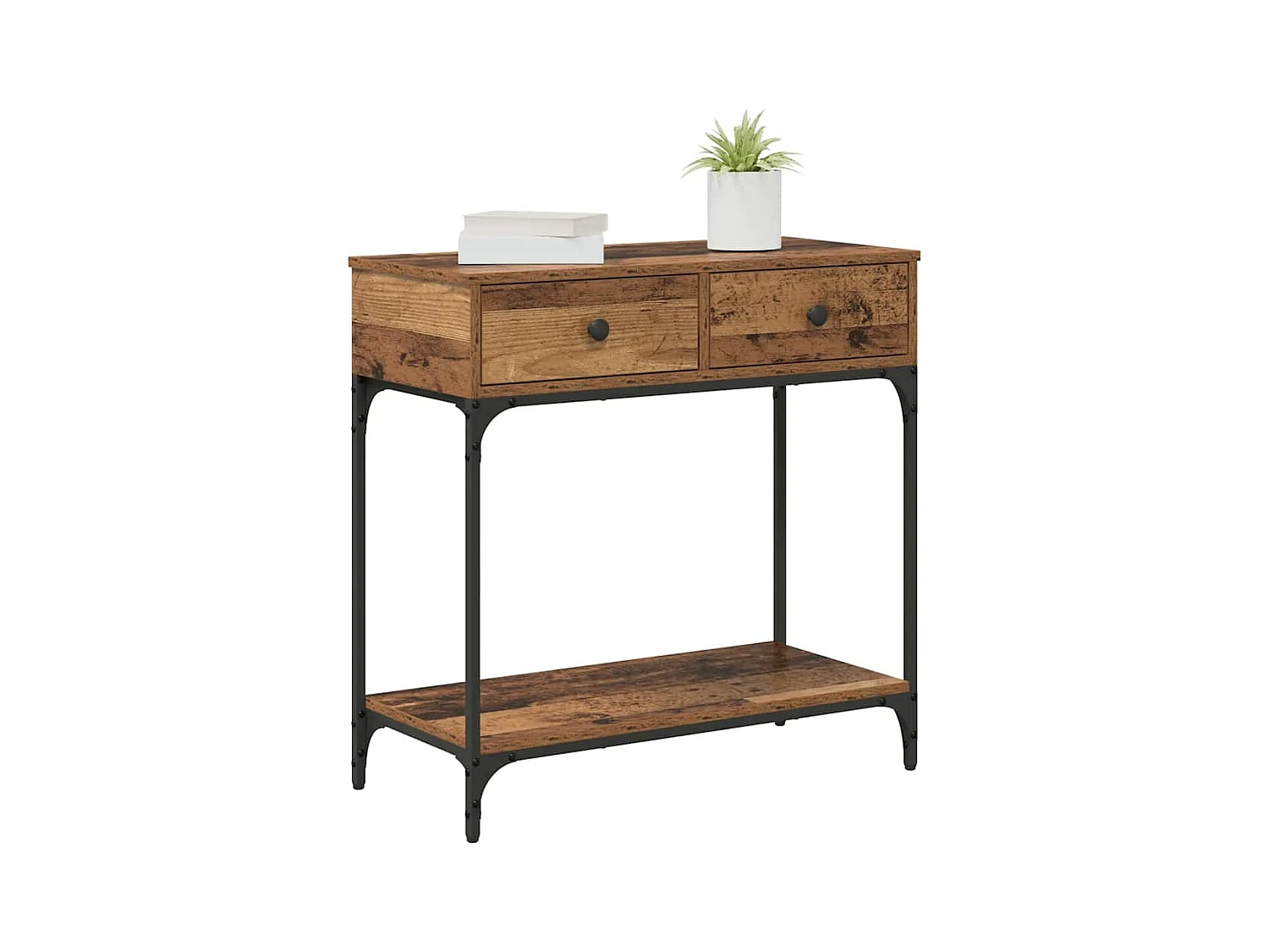 Wandtafel met lade Oud hout 75 x 34.5 x 75 cm Bewerkt hout