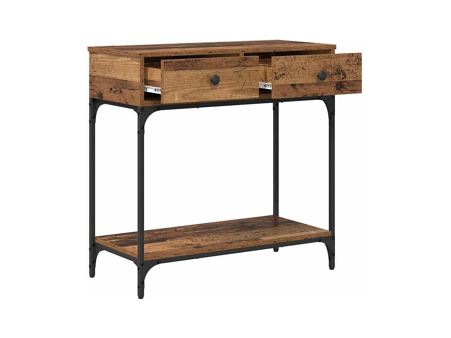 Wandtafel met lade Oud hout 75 x 34.5 x 75 cm Bewerkt hout