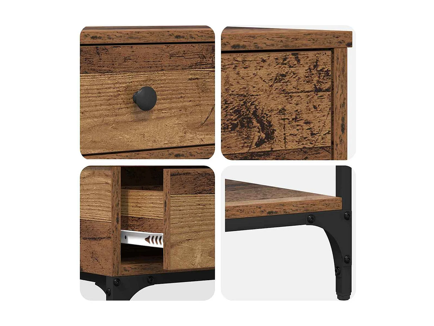 Table console Bois ancien 75 x 34,5 x 75 cm Bois d'ingénierie