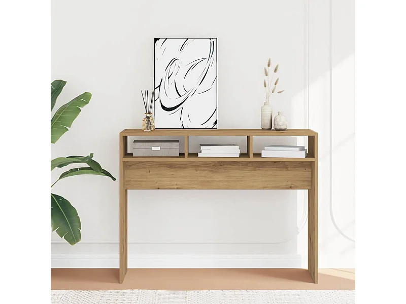 Table console chêne artisanal 105x30x80 cm bois d'ingénierie