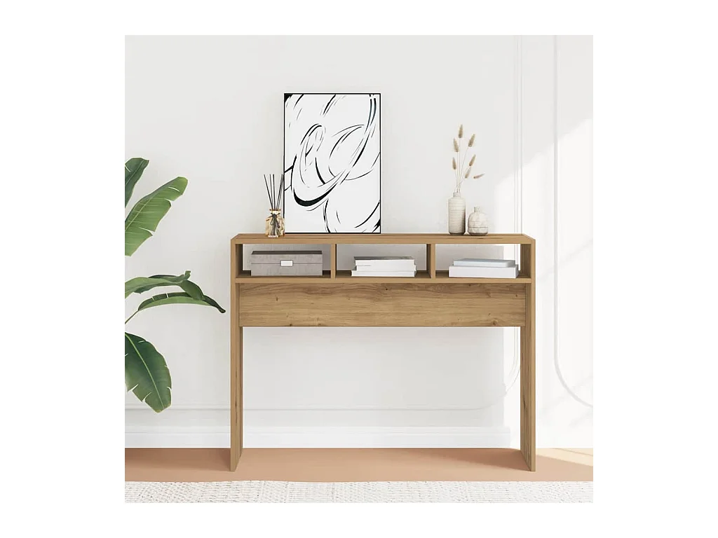 Table console chêne artisanal 105x30x80 cm bois d'ingénierie