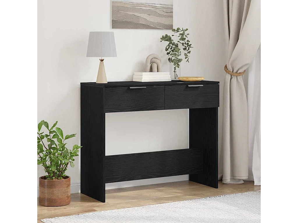 Mesa Consola Roble negro 90 x 36 x 75 cm Madera contrachapada