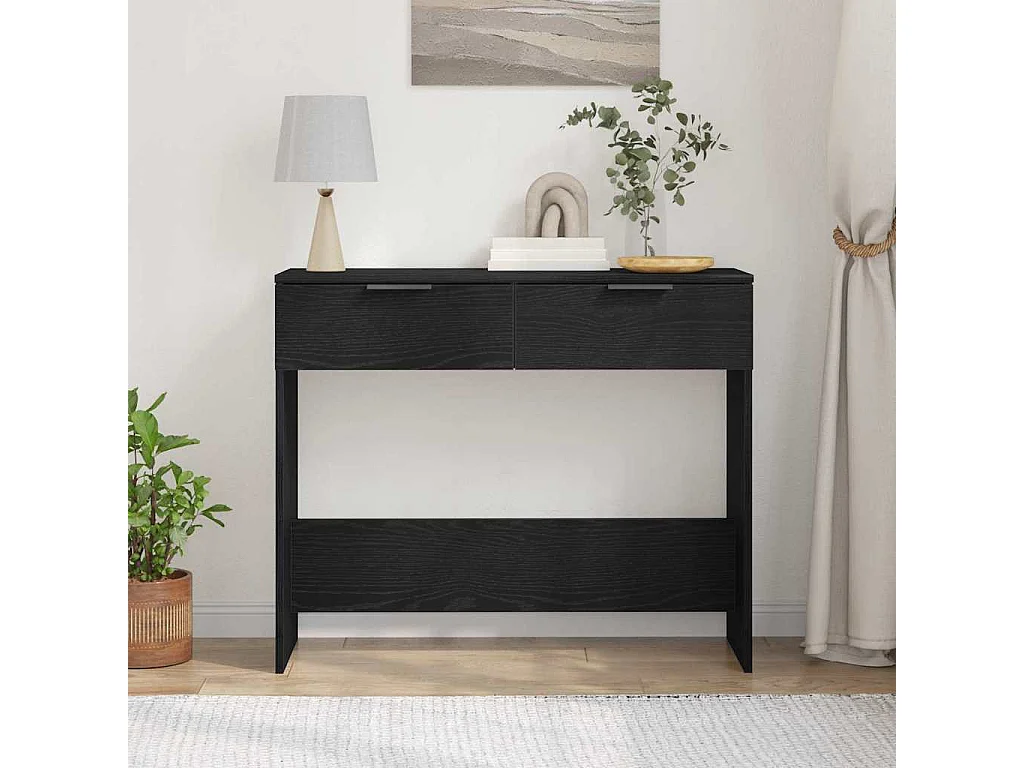 Mesa Consola Roble negro 90 x 36 x 75 cm Madera contrachapada