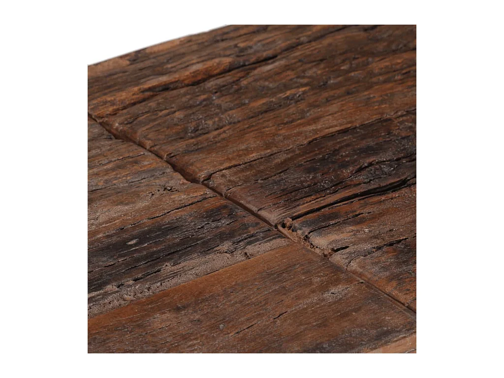 Table console argenté acier inoxydable et bois de mélèze massif