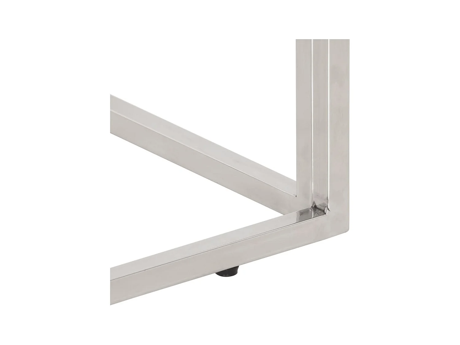 Table console argenté acier inoxydable et bois de mélèze massif