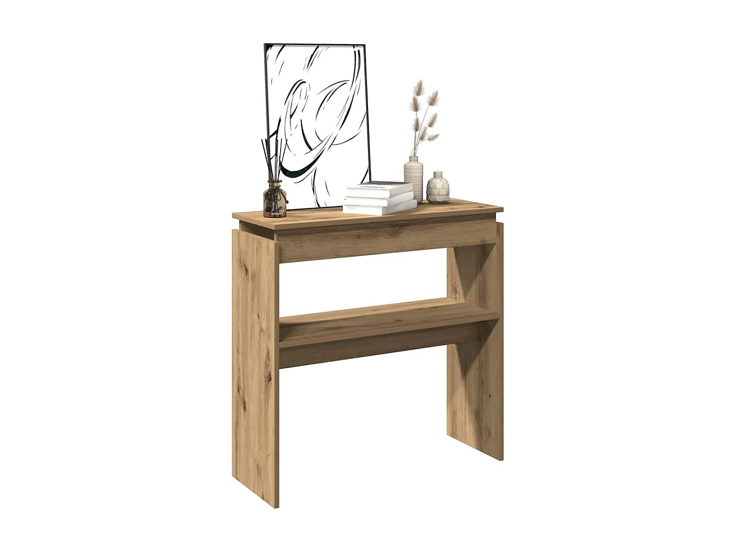 Table console chêne artisanal 80x30x80 cm bois d'ingénierie