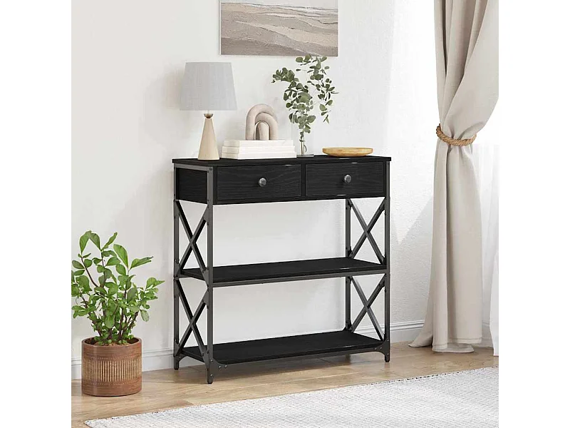 Table Console avec tiroir Chêne noir 75 x 28 x 75 cm