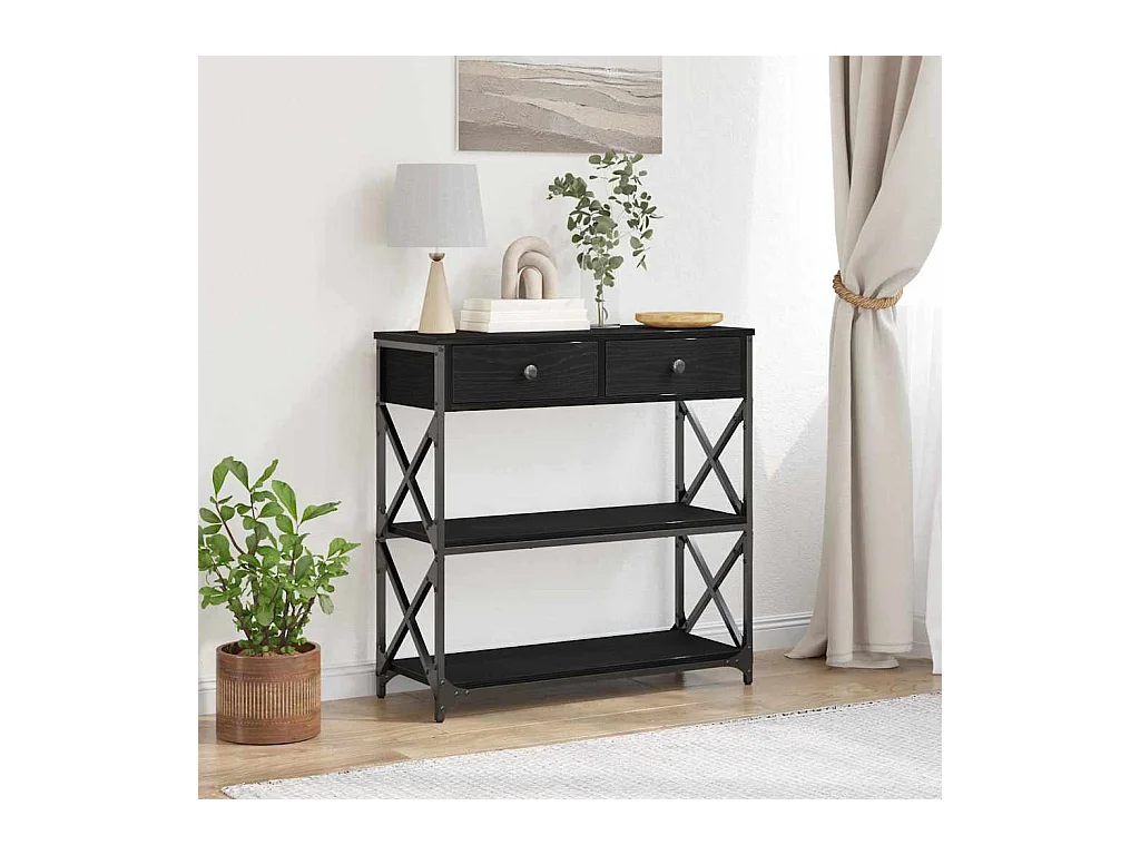 Table Console avec tiroir Chêne noir 75 x 28 x 75 cm