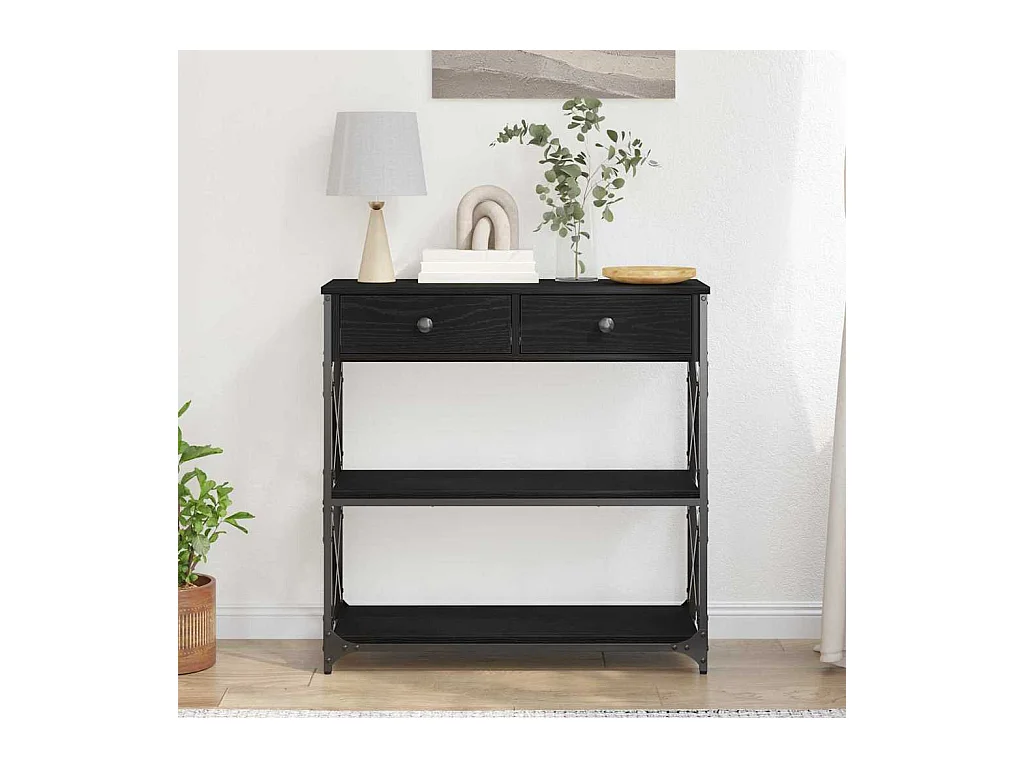 Table Console avec tiroir Chêne noir 75 x 28 x 75 cm
