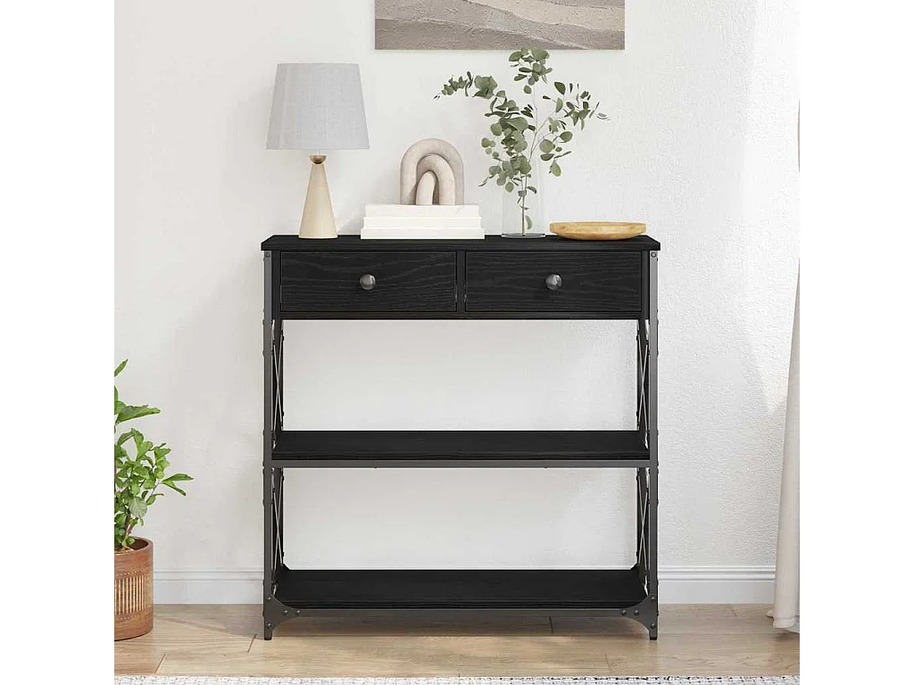 Table Console avec tiroir Chêne noir 75 x 28 x 75 cm