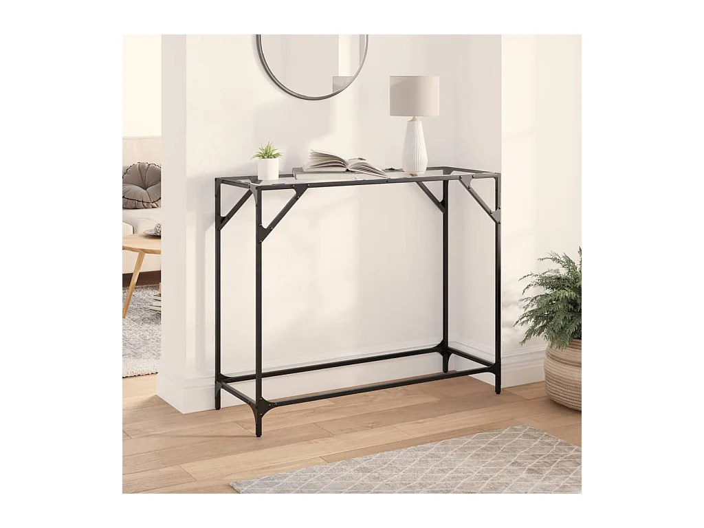 Table console avec dessus en verre transparent 98x35x81cm acier