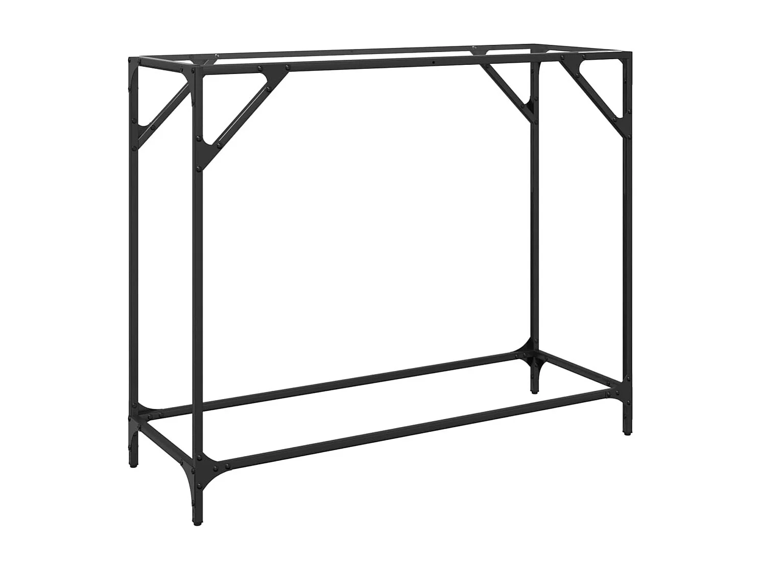 Table console avec dessus en verre transparent 98x35x81cm acier