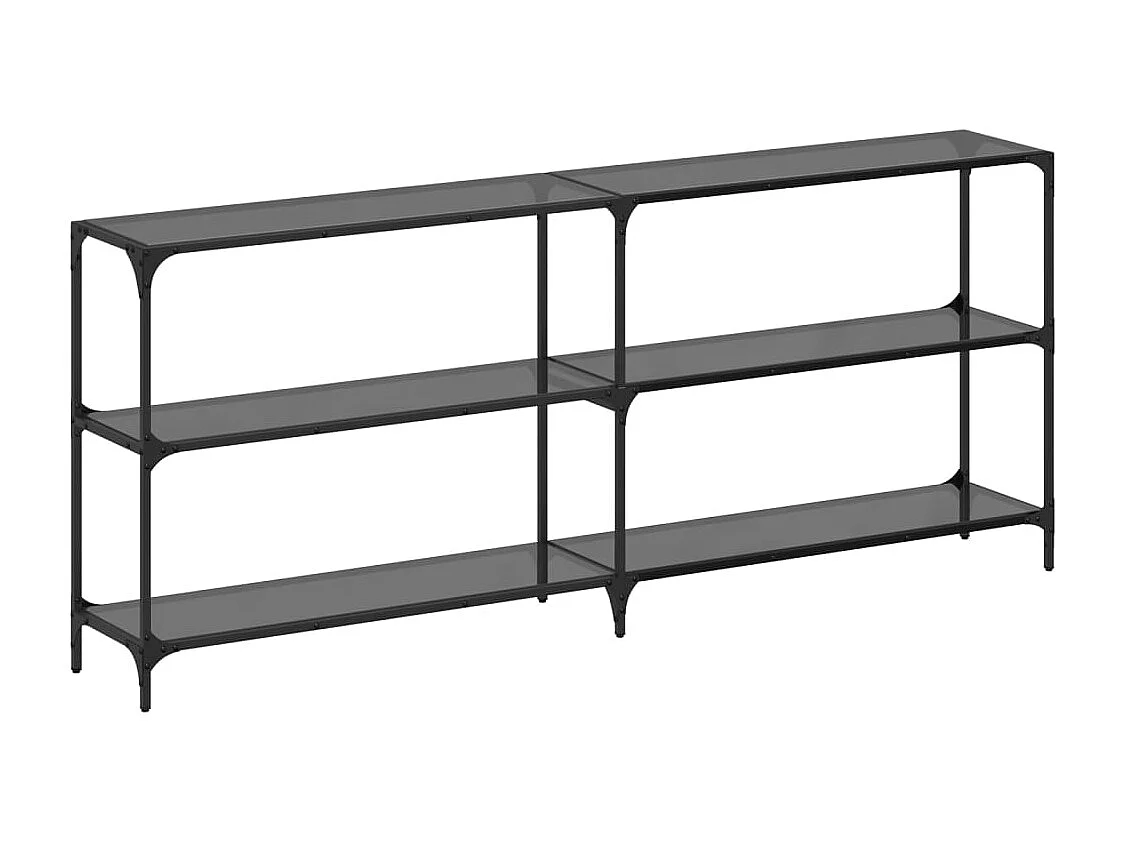 Table console avec dessus en verre noir 194,5x30x81 cm acier