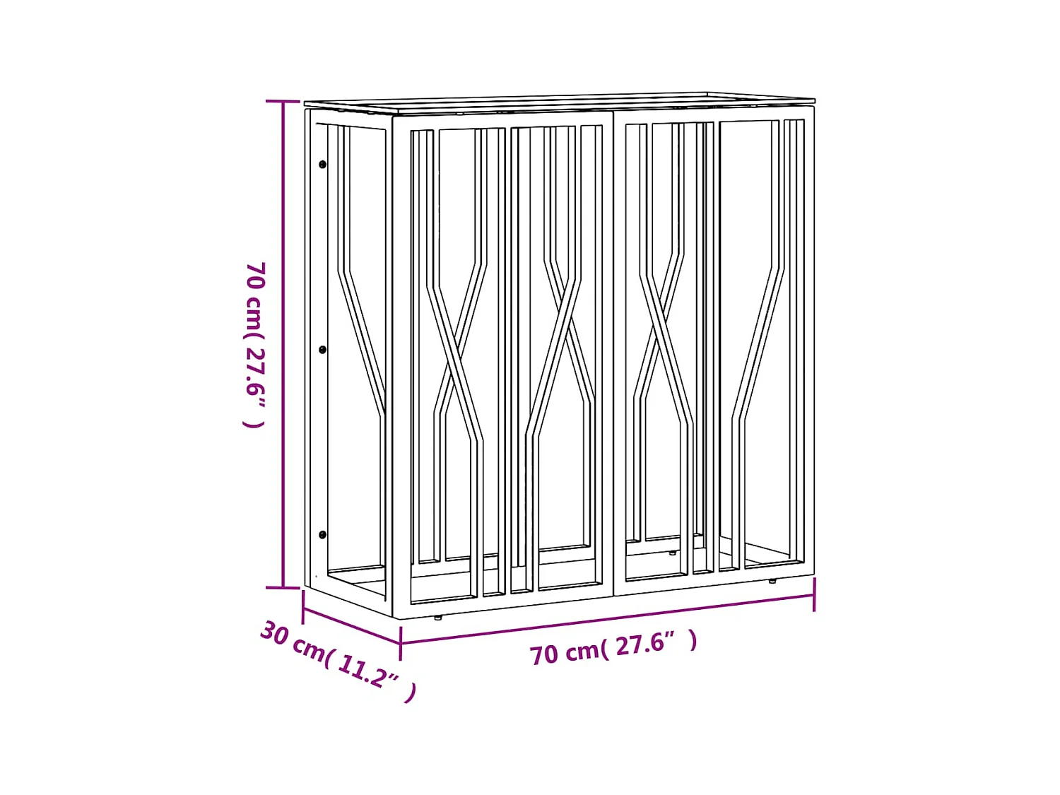 Table console argenté 70x30x70 cm acier inoxydable et verre