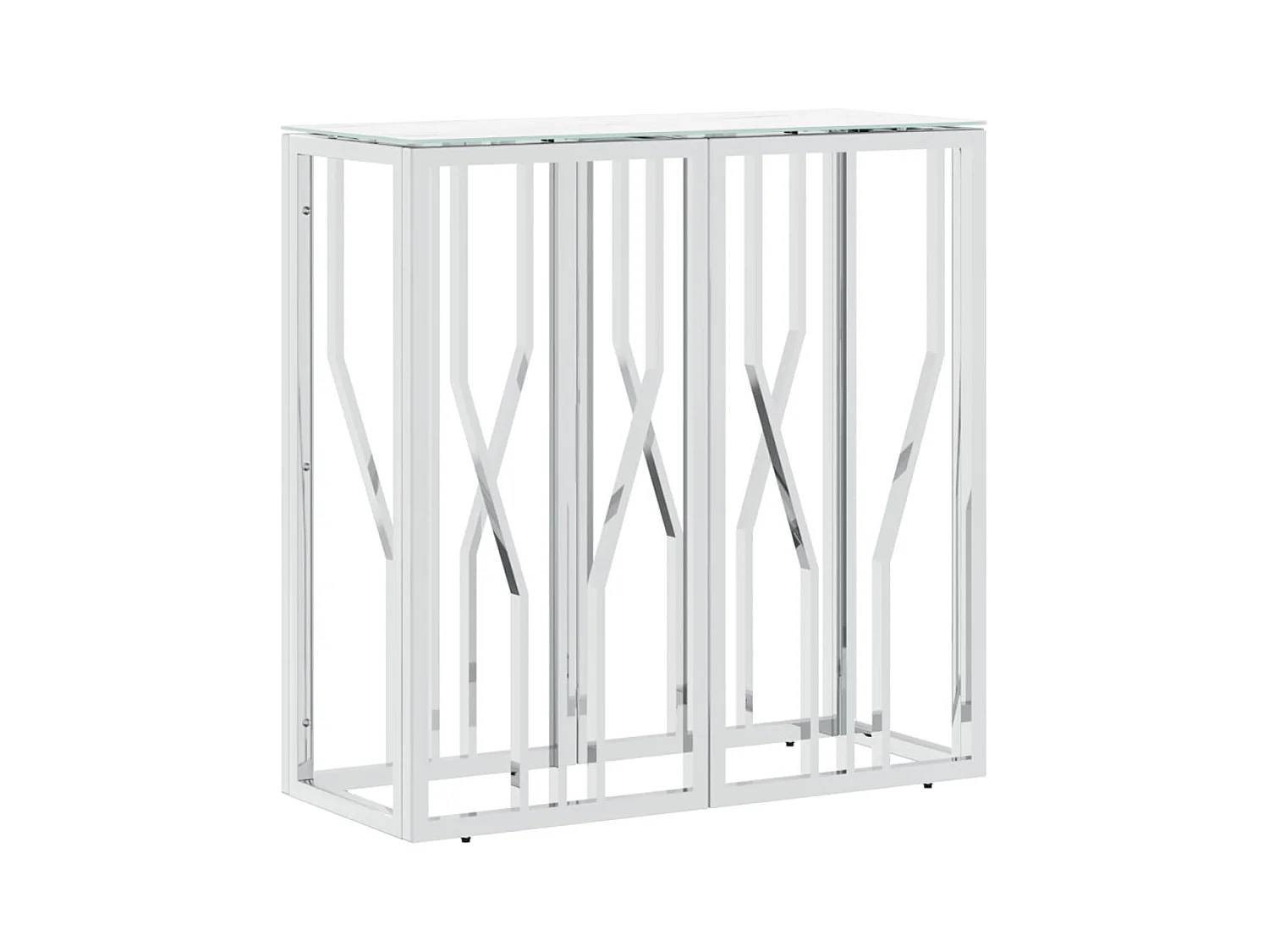 Table console argenté 70x30x70 cm acier inoxydable et verre