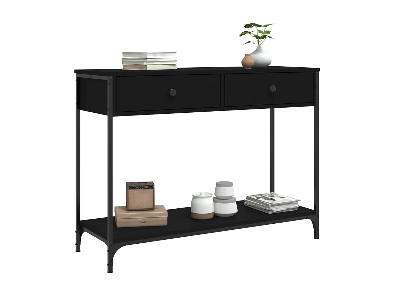 Table console noir 100x34,5x75 cm bois d'ingénierie