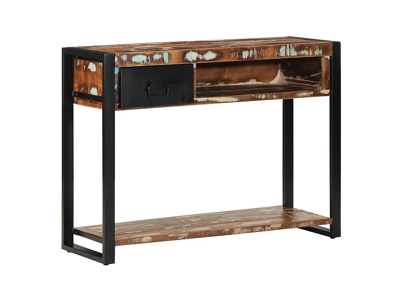 Mesa consola multicolor madera maciza reciclada 100x35x75 cm