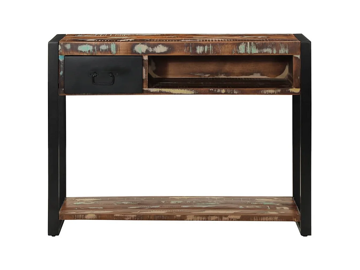 Mesa consola multicolor madera maciza reciclada 100x35x75 cm