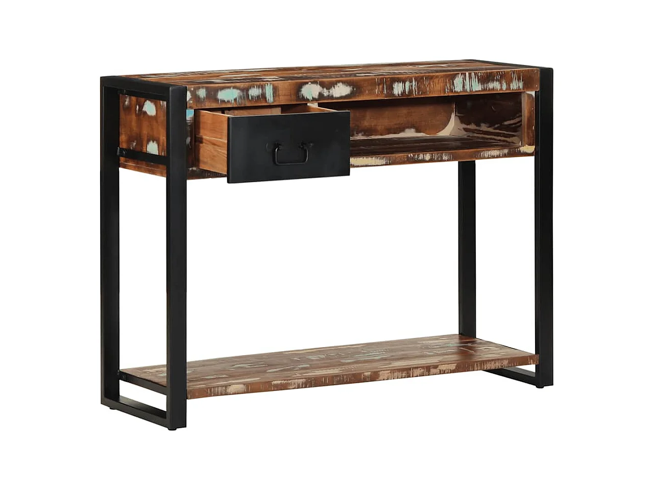 Mesa consola multicolor madera maciza reciclada 100x35x75 cm