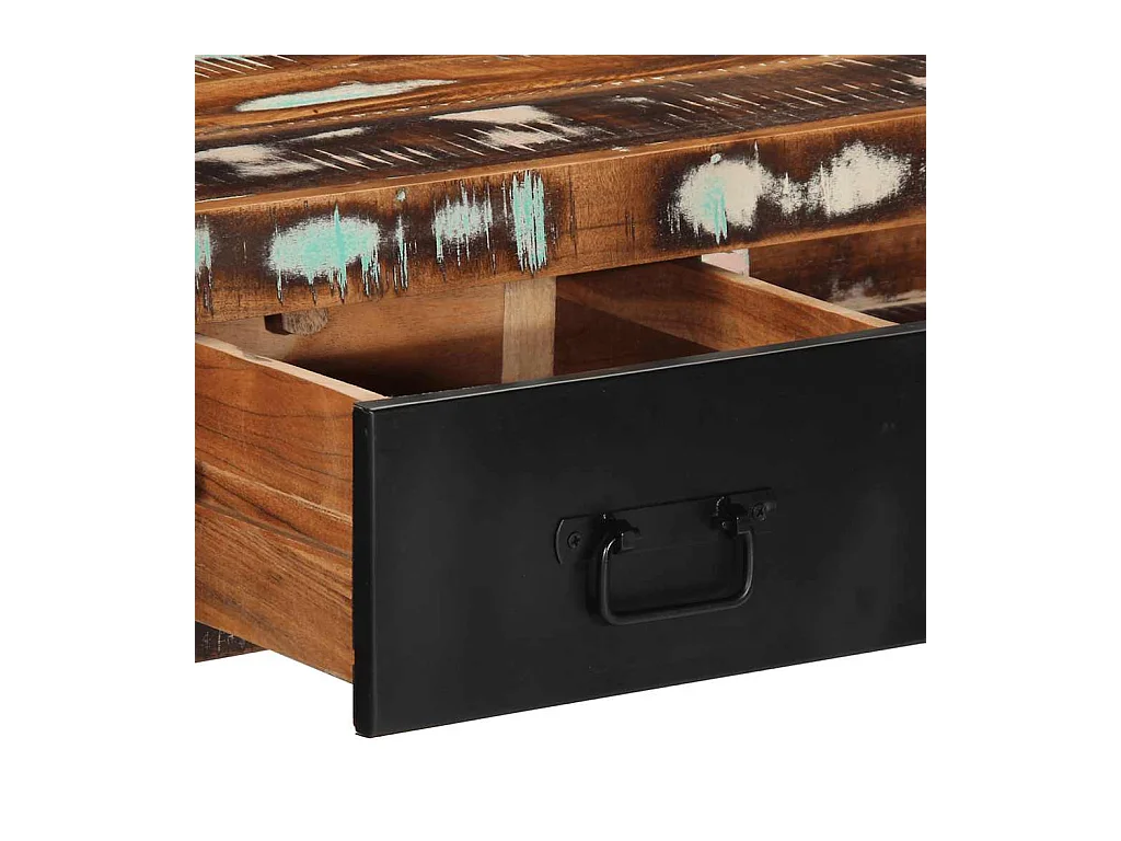 Mesa consola multicolor madera maciza reciclada 100x35x75 cm