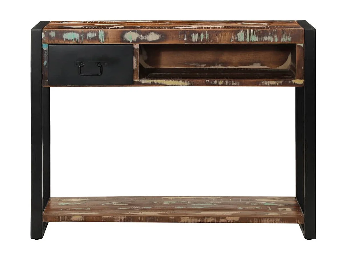 Table console multicolore 100x35x75 cm bois massif récupération